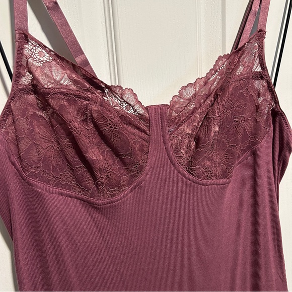 AdoreMe Burgundy Lace Slip Dress XL - Picture 3 of 6